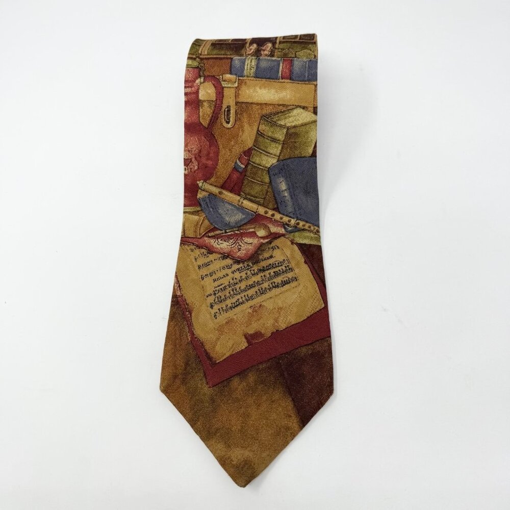 Vintage Nordstrom Made In Italy Men's Silk Necktie Music Theme Academia